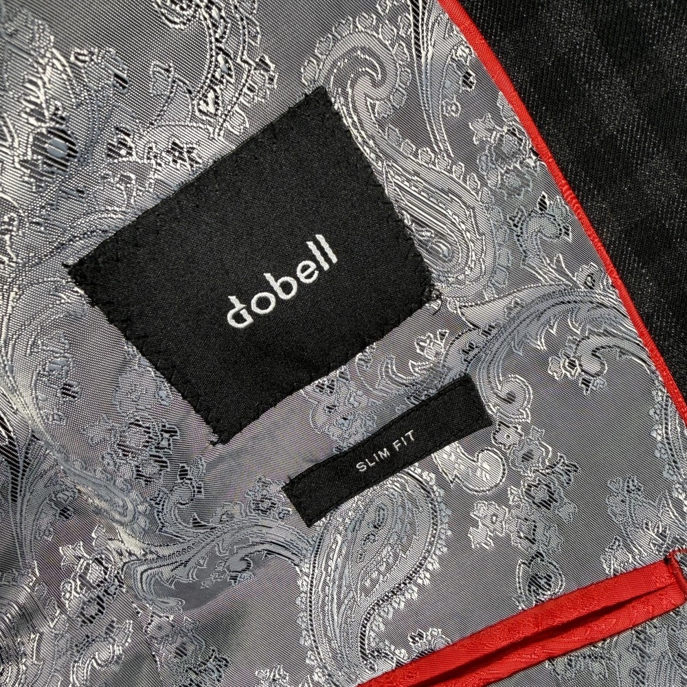 Dobell Blazer Mens 38R Gray Check Slim Fit 2 Button Suit Jacket Notch Lapel - Picture 7 of 11